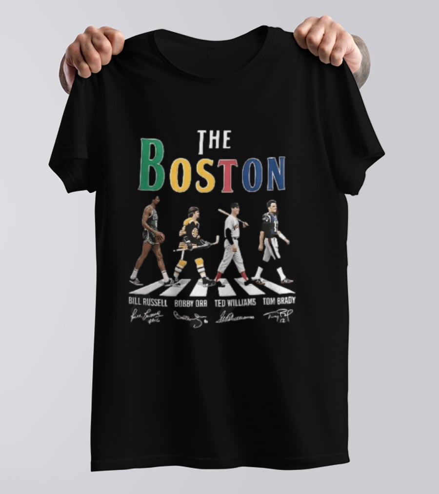 The Boston Bill Russell Bobby Orr Ted Williams Tom Brady Abbey Road Crosswalk Sports Legends T-Shirt