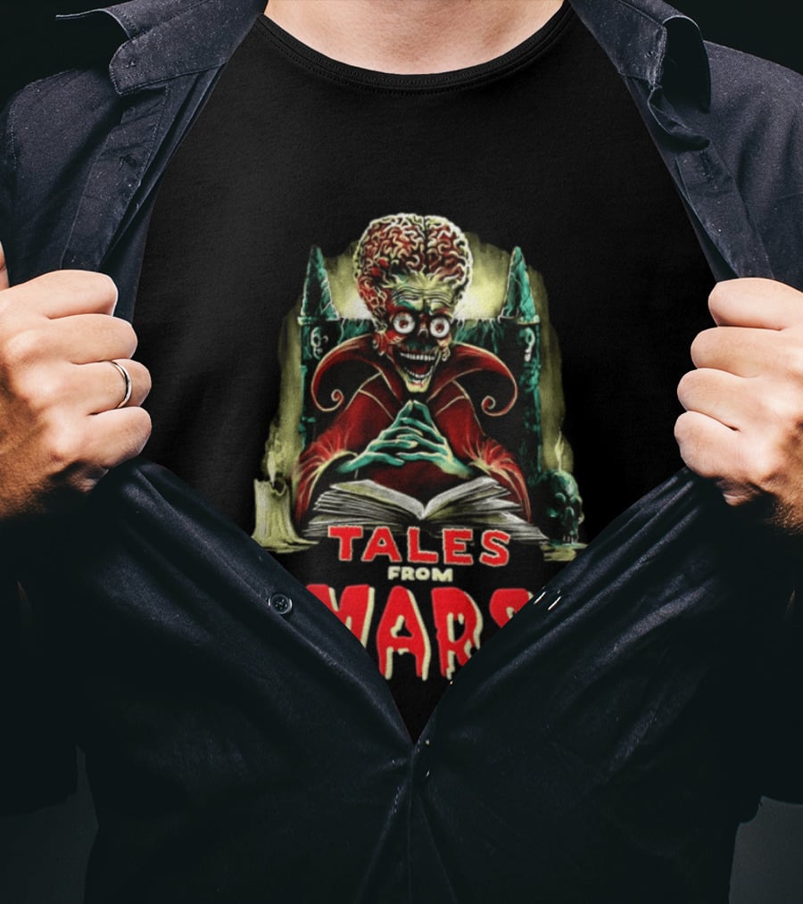 Mars Attacks Tales From Mars Alien Reading Book T-Shirt
