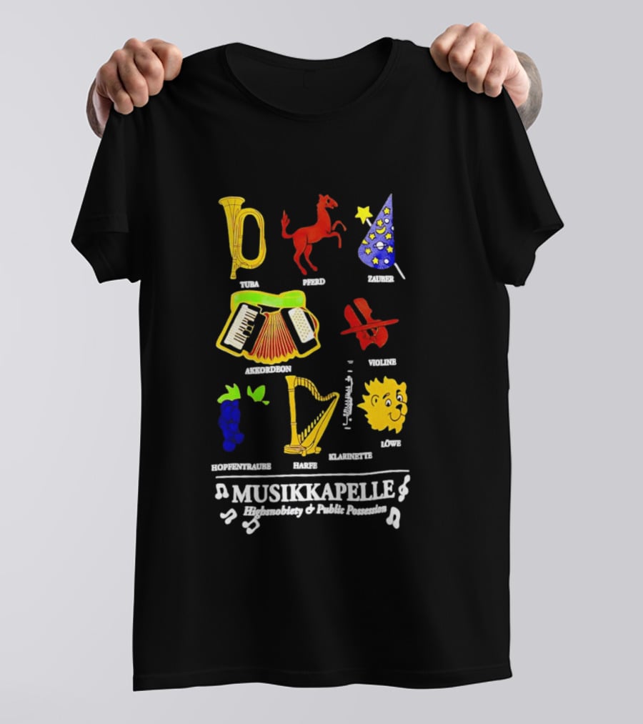 Musikkapelle Highsnobiety And Public Possession Tuba Speed Zauber Akkordeon Wolke Hopfentruabe Harfe Klarinet Löwe T-Shirt