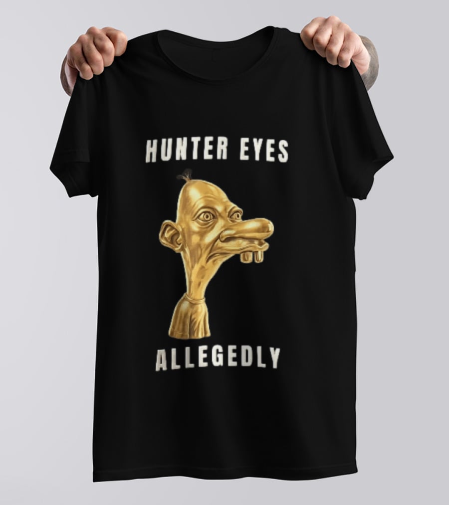 Hunter Eyes Allegedly 3D Golden Manny Caricature Head T-Shirt