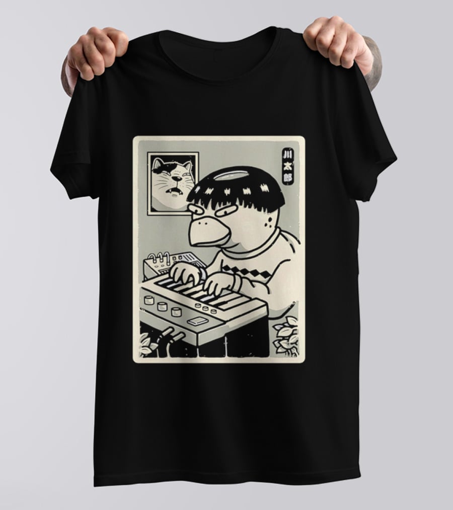 Yokai Synths Kappa Playing Keyboard Japanese Monster T-Shirt