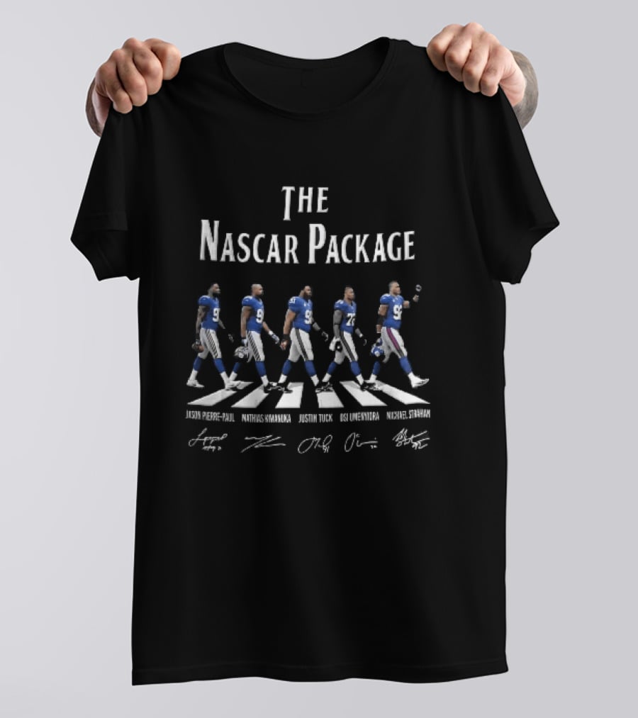 New York Giants The Nascar Package Jason Pierre Paul Mathias Kiwanuka Roster Players Walking Crosswalk NFL Team Signatures T-Shirt