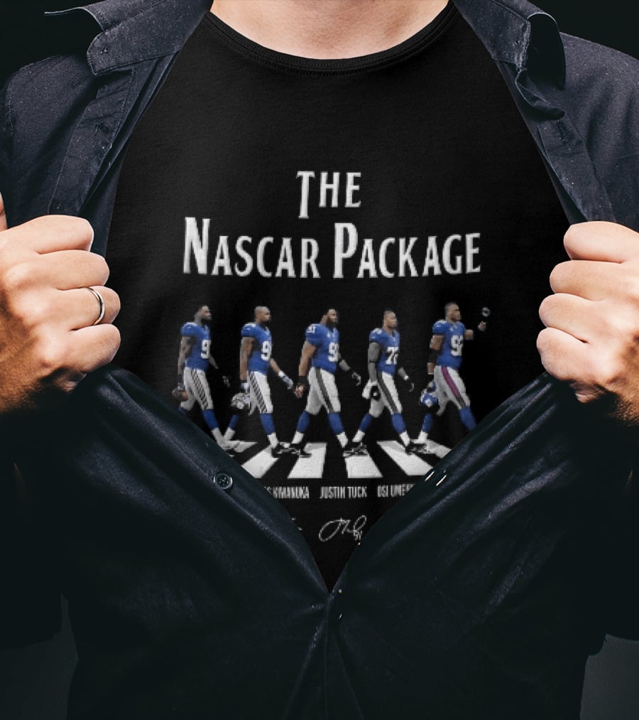 New York Giants The Nascar Package Jason Pierre Paul Mathias Kiwanuka Roster Players Walking Crosswalk NFL Team Signatures T-Shirt