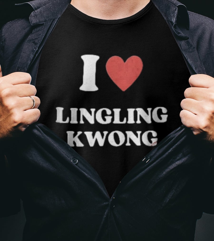 I Love Lingling Kwong Red Heart White Black T-Shirt