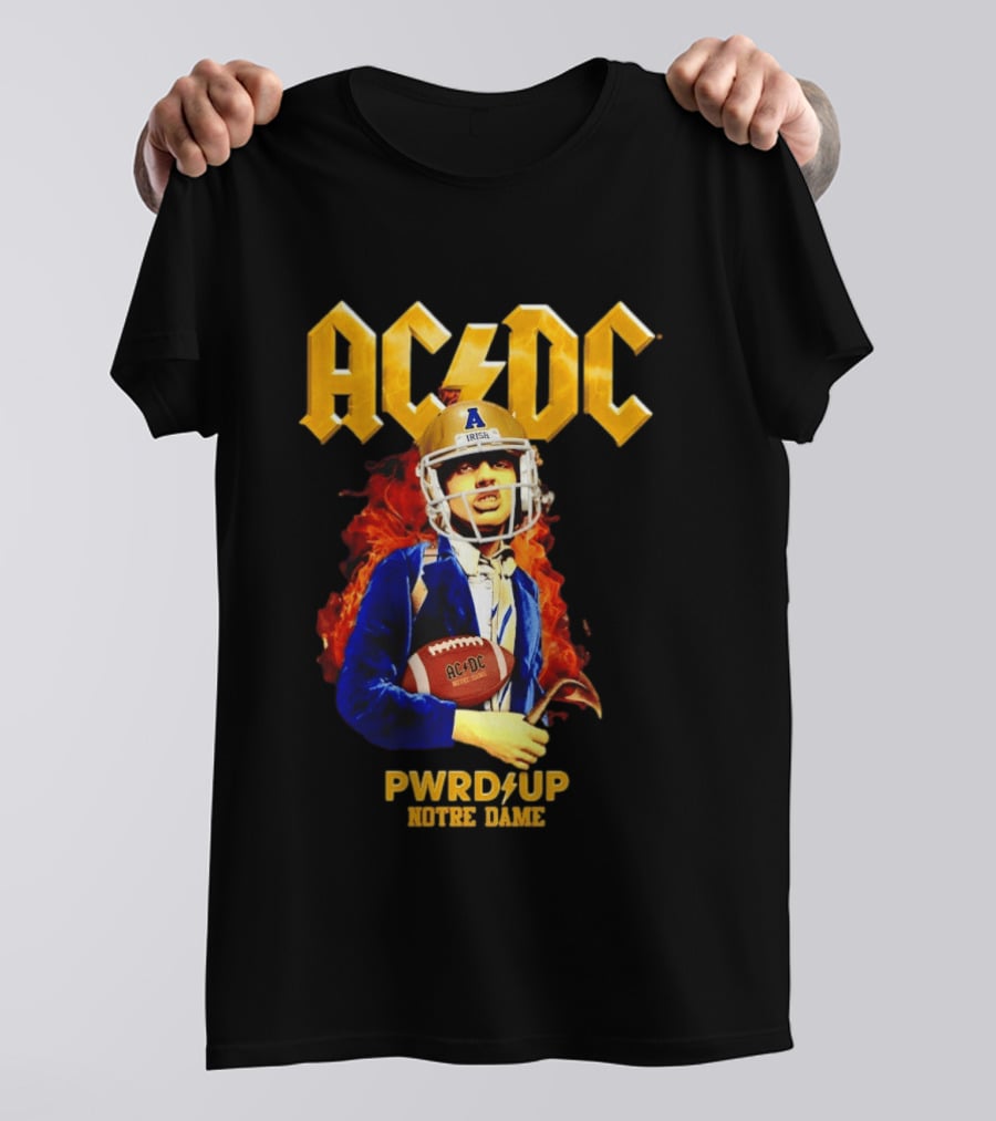ACDC PWR UP Notre Dame Irish Football T-Shirt
