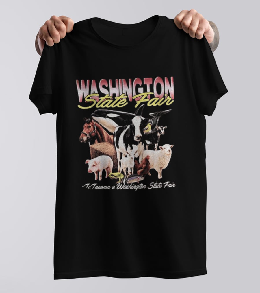Washington State Fair Puyallup Tacoma Orca Cow Horse Sheep Pig Chicken Goat Frog Fish T-Shirt