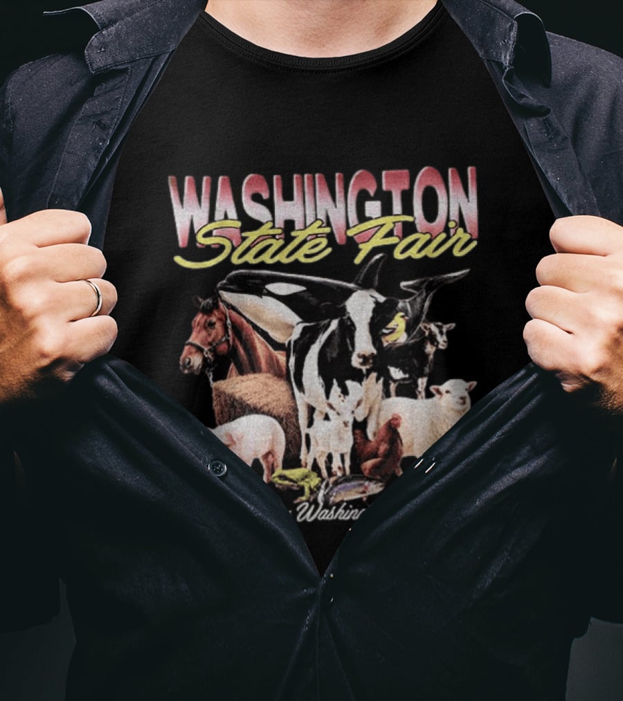 Washington State Fair Puyallup Tacoma Orca Cow Horse Sheep Pig Chicken Goat Frog Fish T-Shirt
