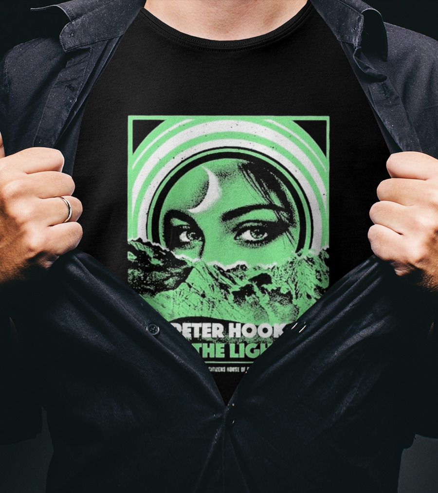 Peter Hook And The Light Boston MA Citizens House Of Blues September 4 2026 Event Crescent Moon Woman's Eyes Green Mountains T-Shirt