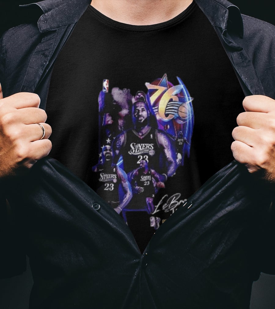 Philadelphia 76ers Lebron James Player Collage NBA Bootleg T-Shirt