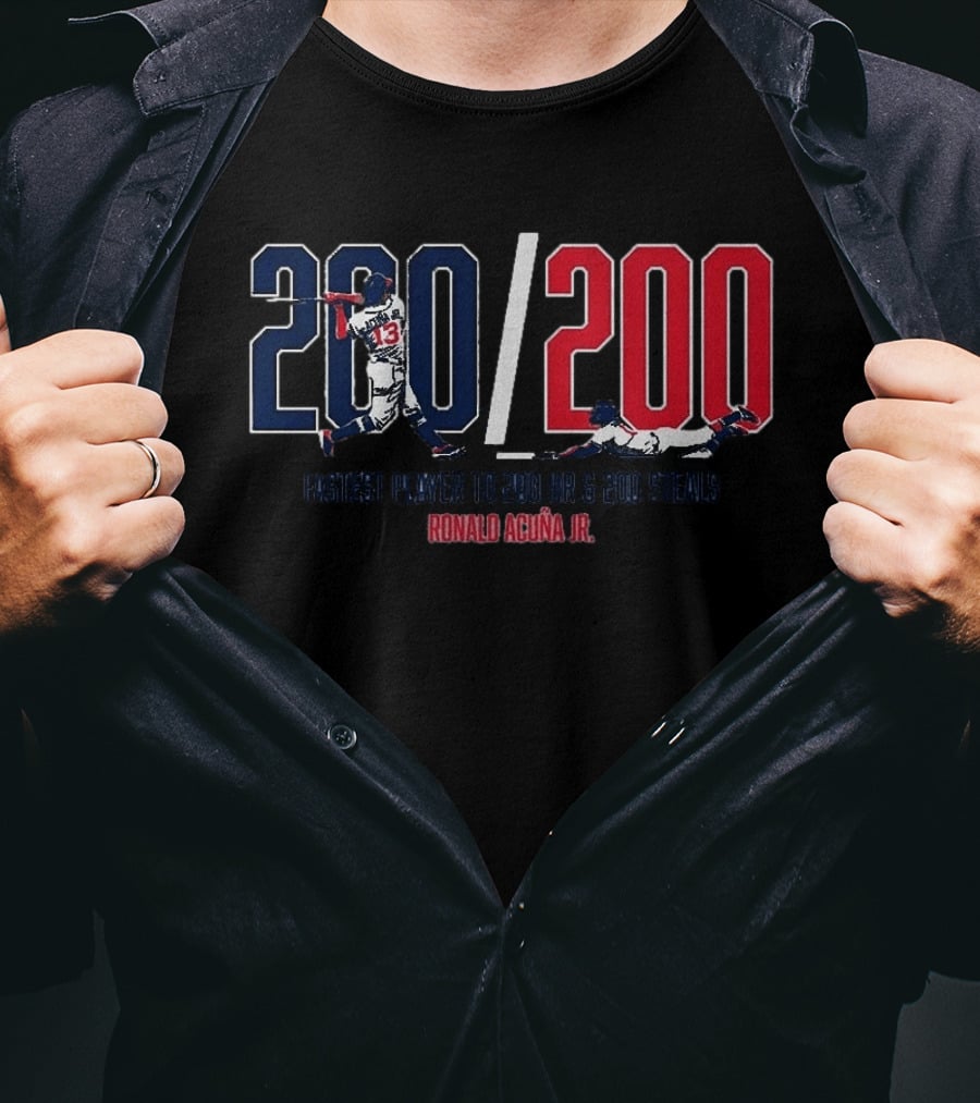 200/200 Fastest Player 200 HR 200 Steals Ronald Acuña Jr. T-Shirt