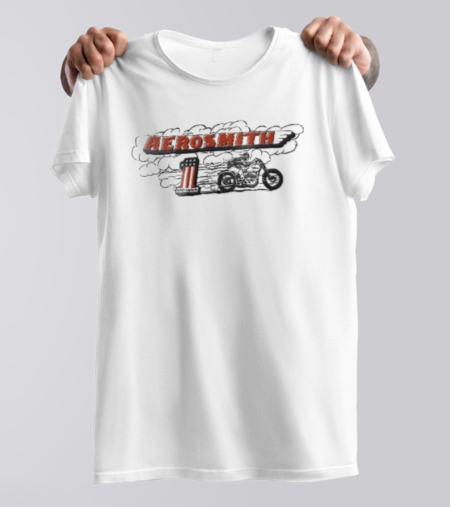 Aerosmith Harley Davidson Motorcycle Rider Speeding Clouds 1 T-Shirt