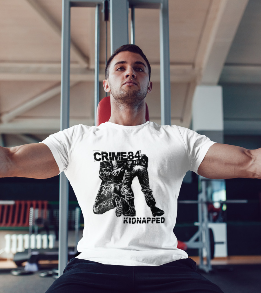 Crime 84 Kidnapped Kneeling Handcuffed Person Police Officer Sketch T-Shirt