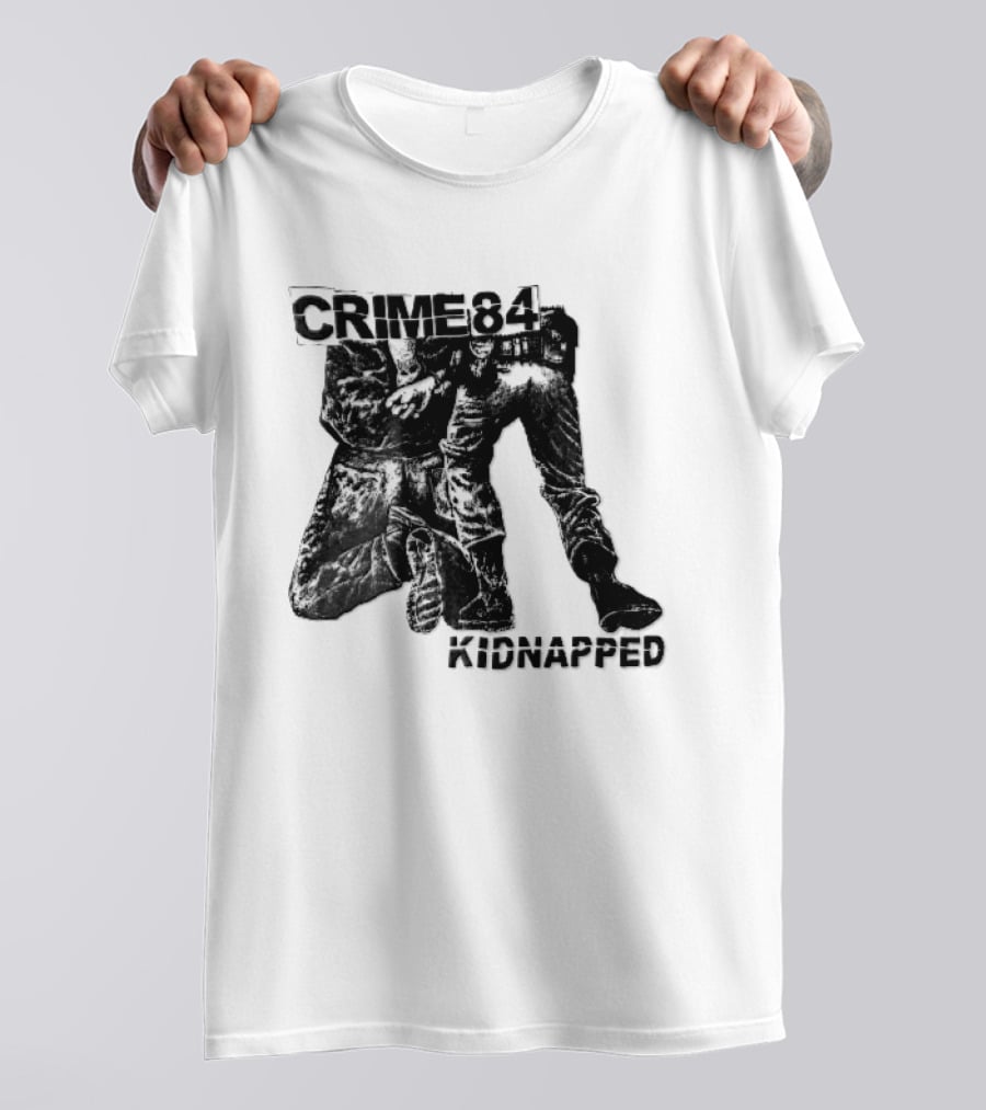Crime 84 Kidnapped Kneeling Handcuffed Person Police Officer Sketch T-Shirt