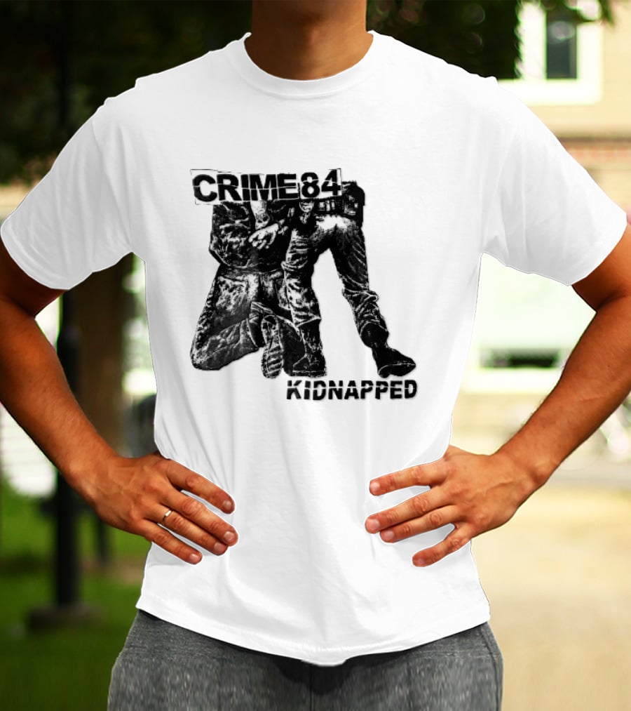 Crime 84 Kidnapped Kneeling Handcuffed Person Police Officer Sketch T-Shirt