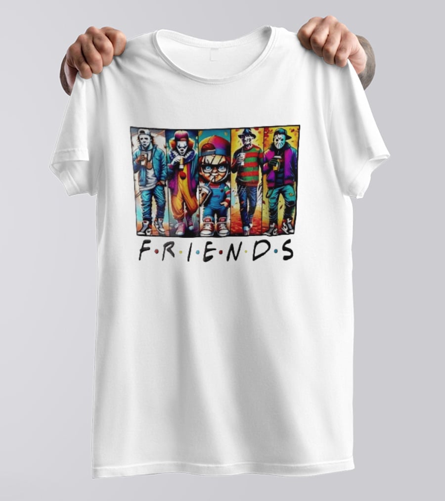 Friends TV Show Horror Movie Characters Coffee Cartoon T-Shirt