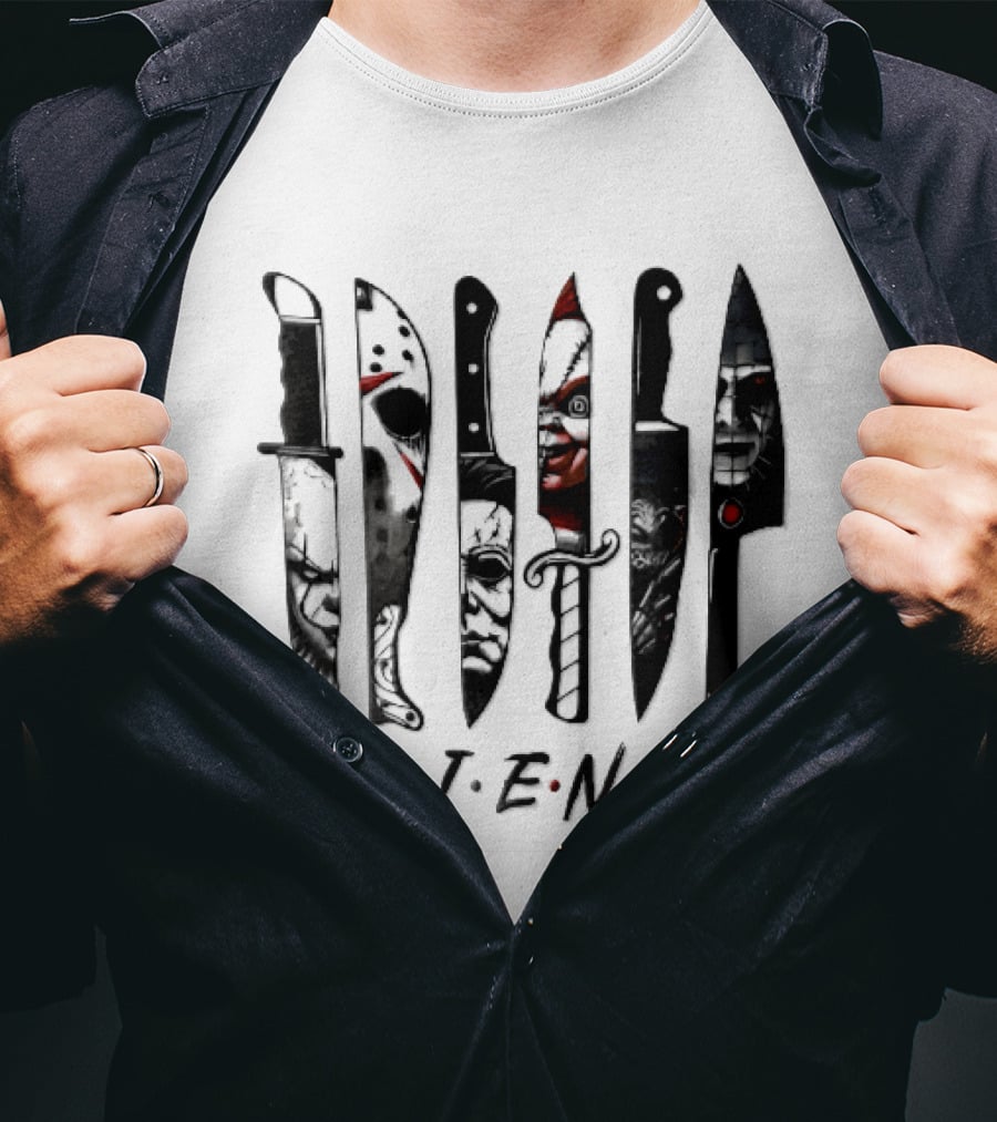 Friends Horror Movie Villains Knife Blades T-Shirt