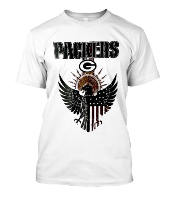 Packers Green Bay Eagle American Flag Aztec Sun T-Shirt