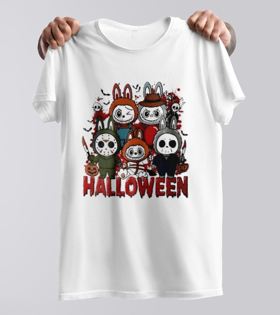 Halloween Cartoon Bunny Horror Characters Costumes Scary Masks T-Shirt