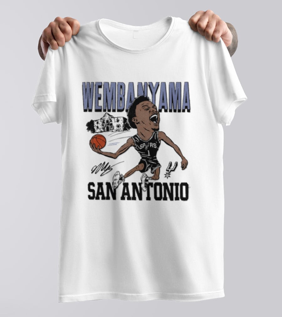 Wembanyama San Antonio Spurs Basketball NBA Caricature T-Shirt