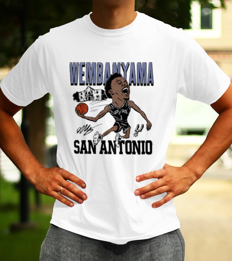 Wembanyama San Antonio Spurs Basketball NBA Caricature T-Shirt