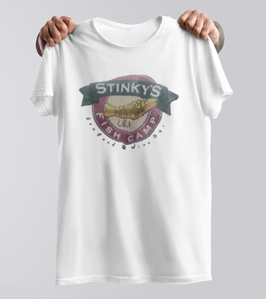Stinky's Fish Camp Seafood And Wine Bar Logo With Fish T-Shirt
