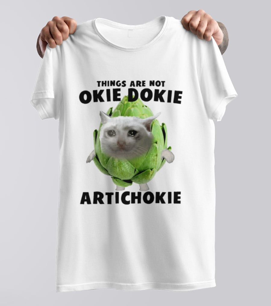 Things Are Not Okie Dokie Artichokie Sad Cat Meme T-Shirt