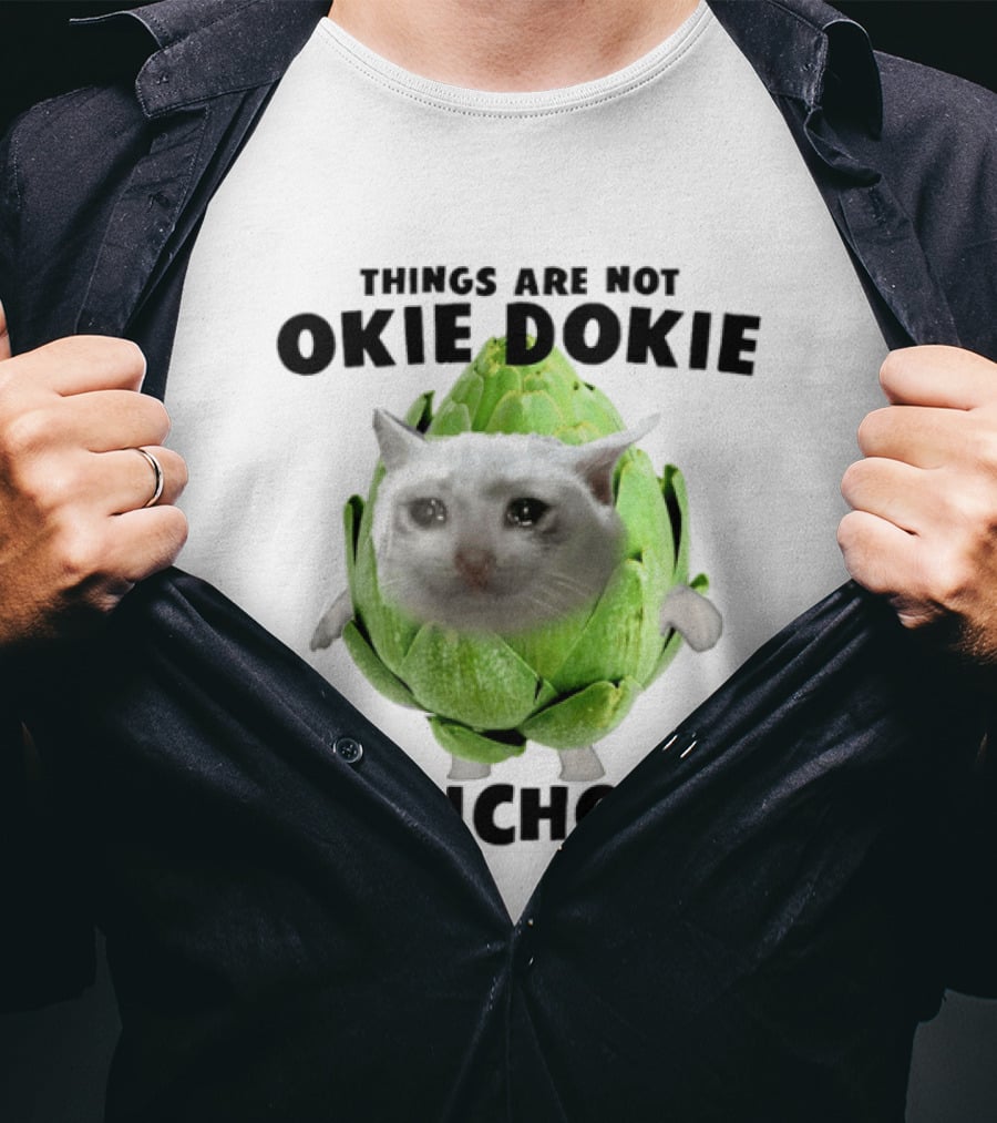 Things Are Not Okie Dokie Artichokie Sad Cat Meme T-Shirt