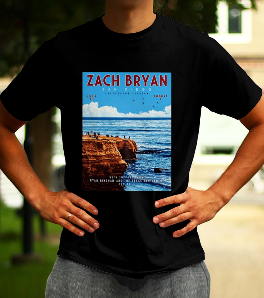 Zach Bryan San Diego Snapdragon Stadium July 31 August 1 With Support From Ryan Bingham The Texas Gentlemen Feu Fei T-Shirt