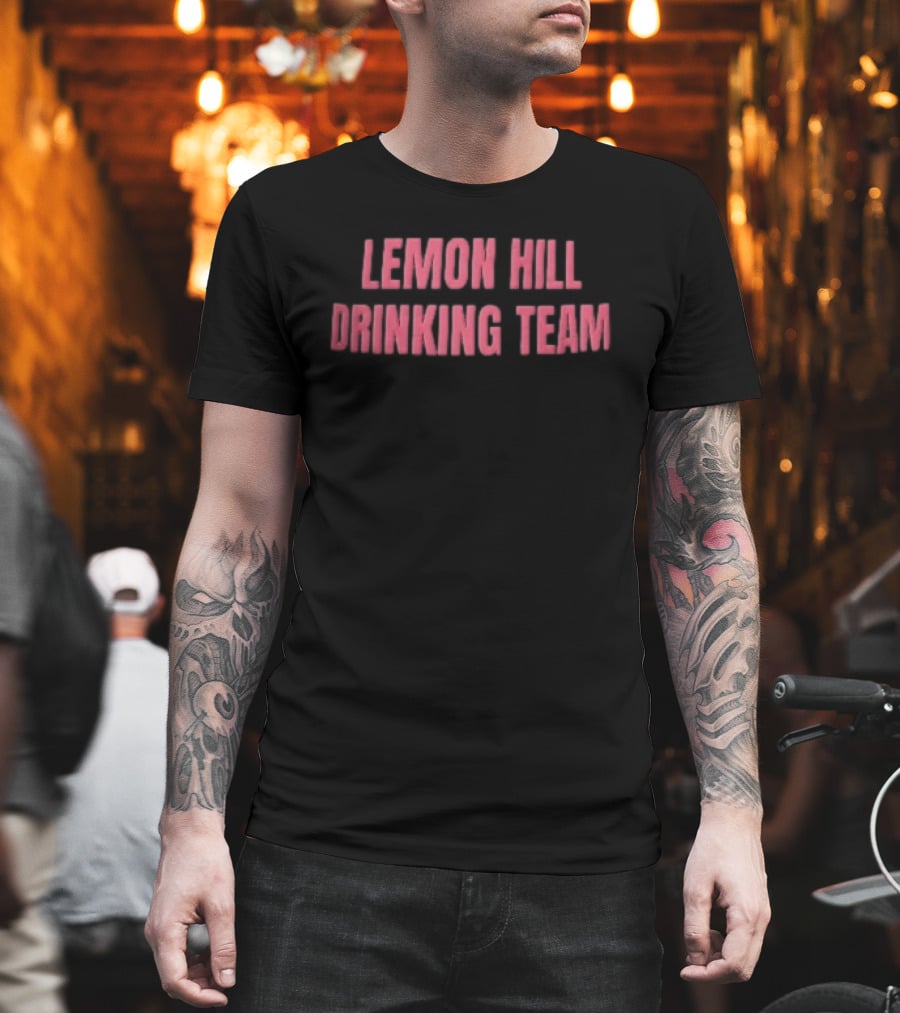 Lemon Hill Drinking Team Red Arched Block Lettering T-Shirt