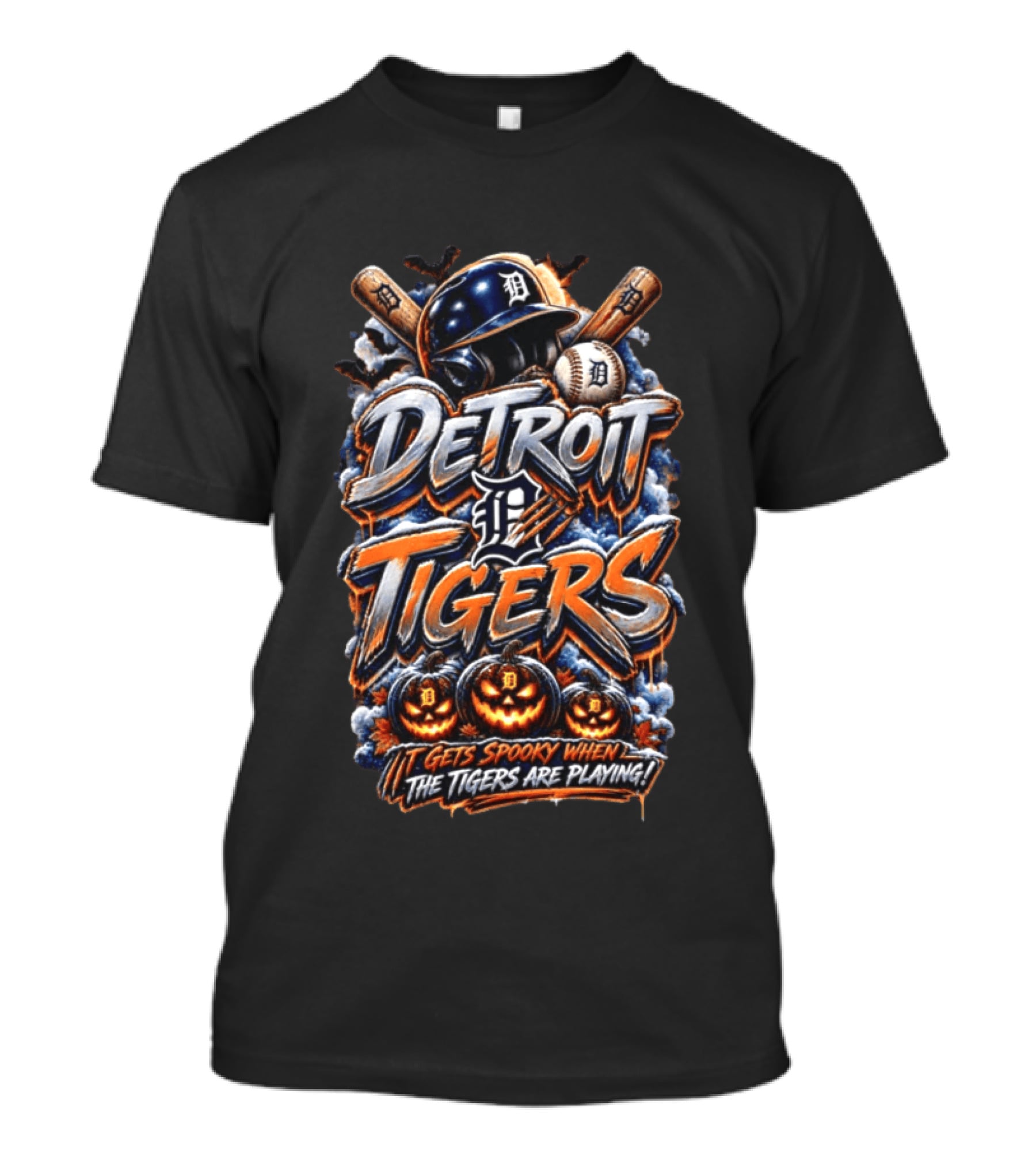 Detroit Tigers MLB Halloween Baseball Spooky Playing Time T-Shirt