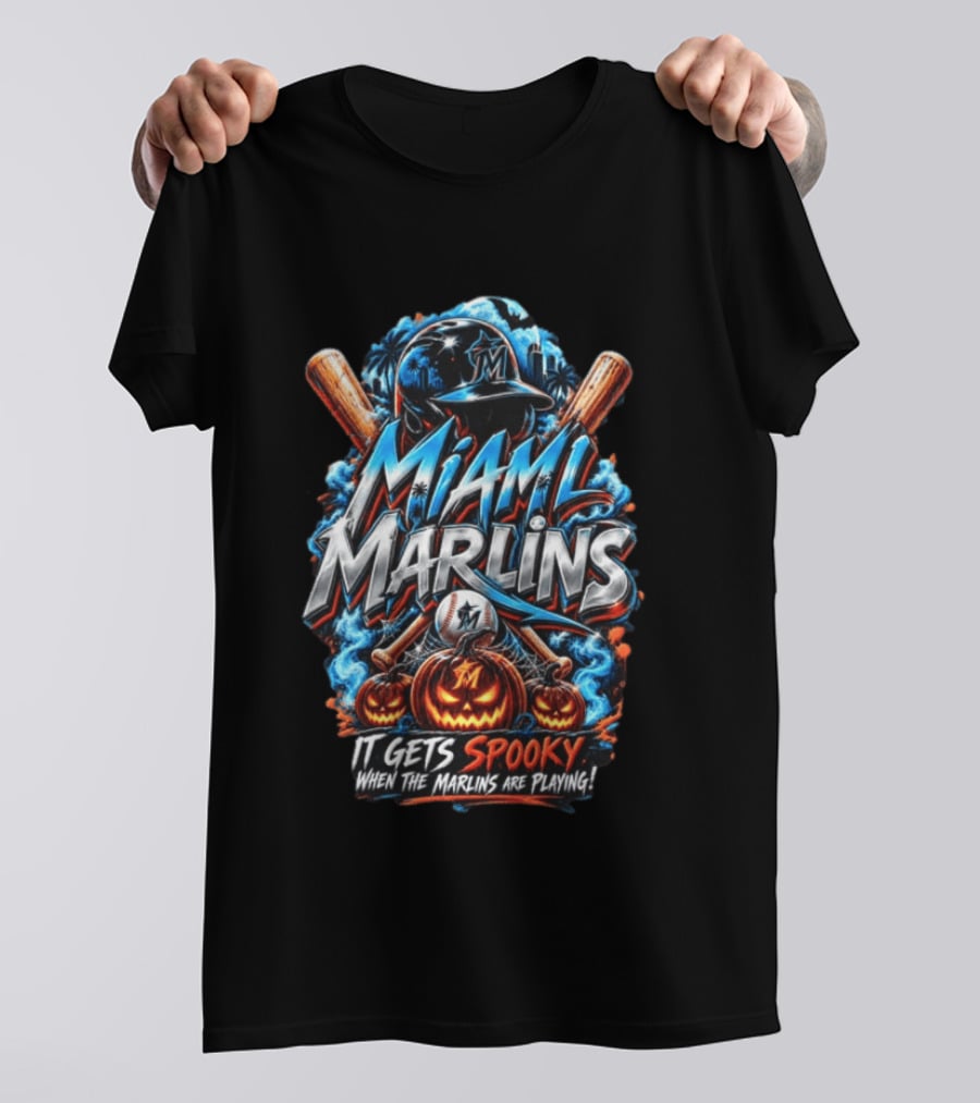 Miami Marlins MLB Spooky Halloween Baseball T-Shirt
