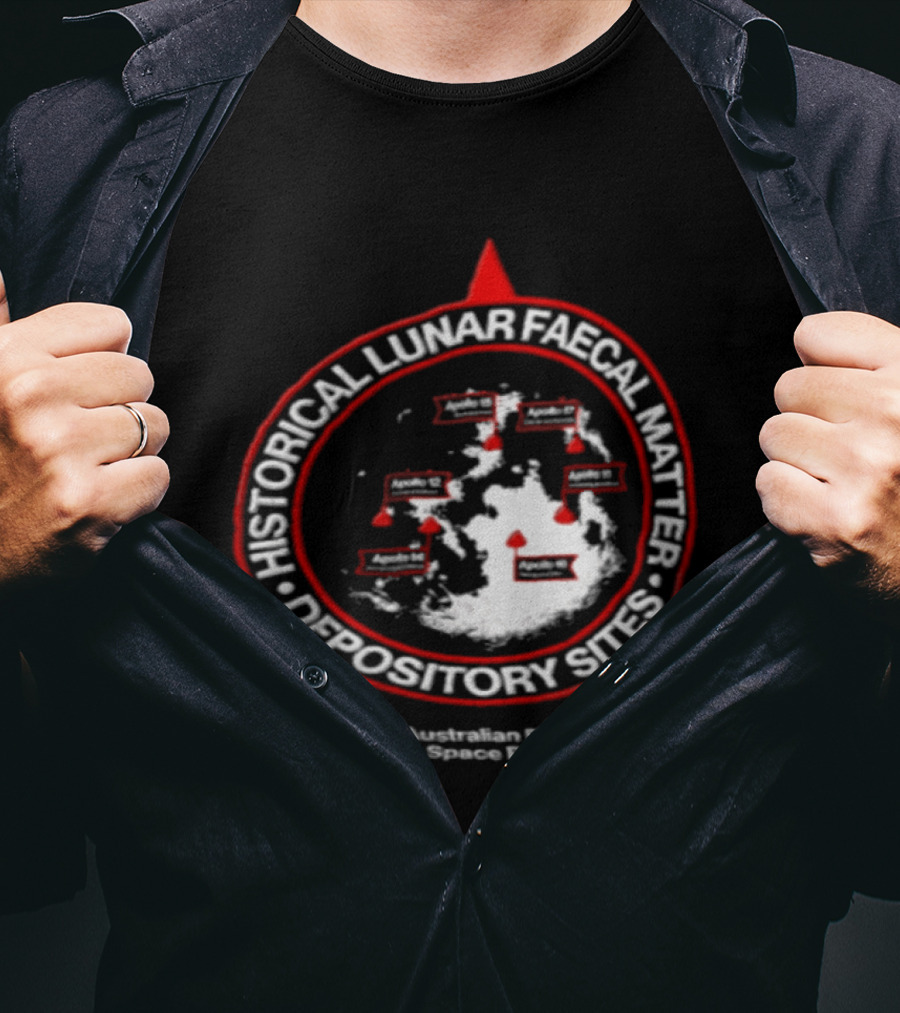Historical Lunar Faecal Matter Depository Sites Australian Research And Space Exploration Moon Map Locations T-Shirt