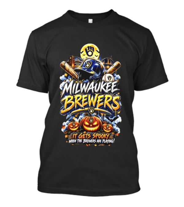 Milwaukee Brewers It Gets Spooky Halloween Theme Baseball T-Shirt