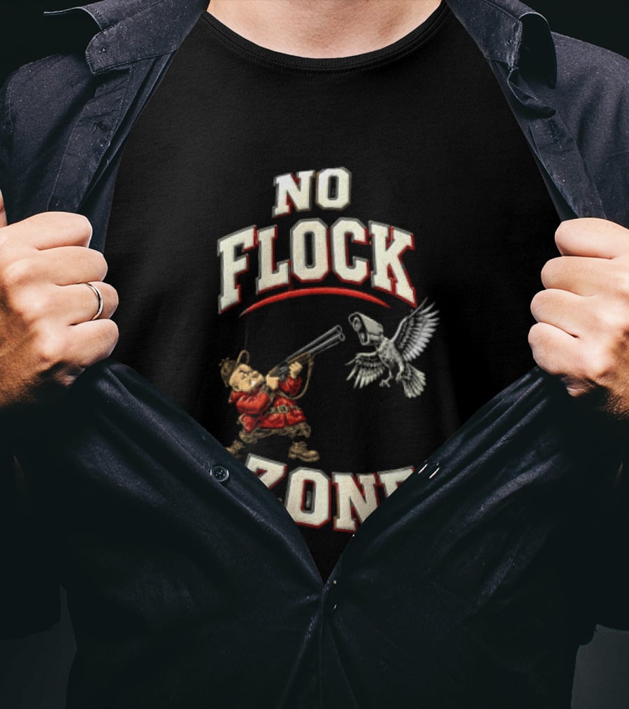 No Flock Zone Hunter With Surveillance Bird Vintage Look T-Shirt