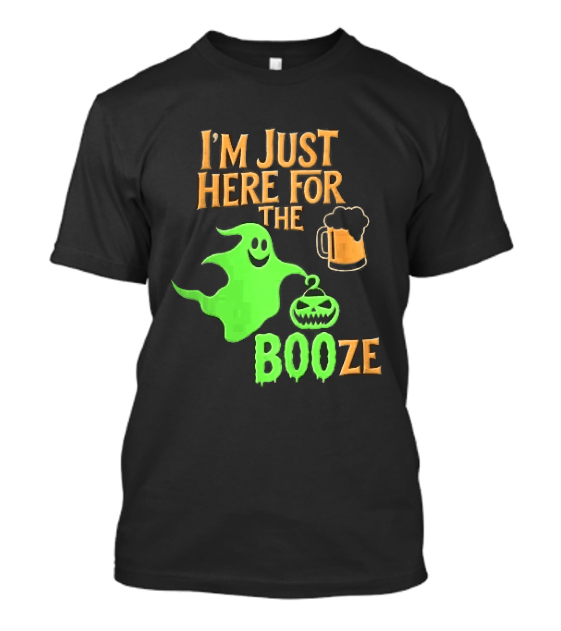 I'm Just Here For The Booze Green Ghost Pumpkin Lantern Beer T-Shirt