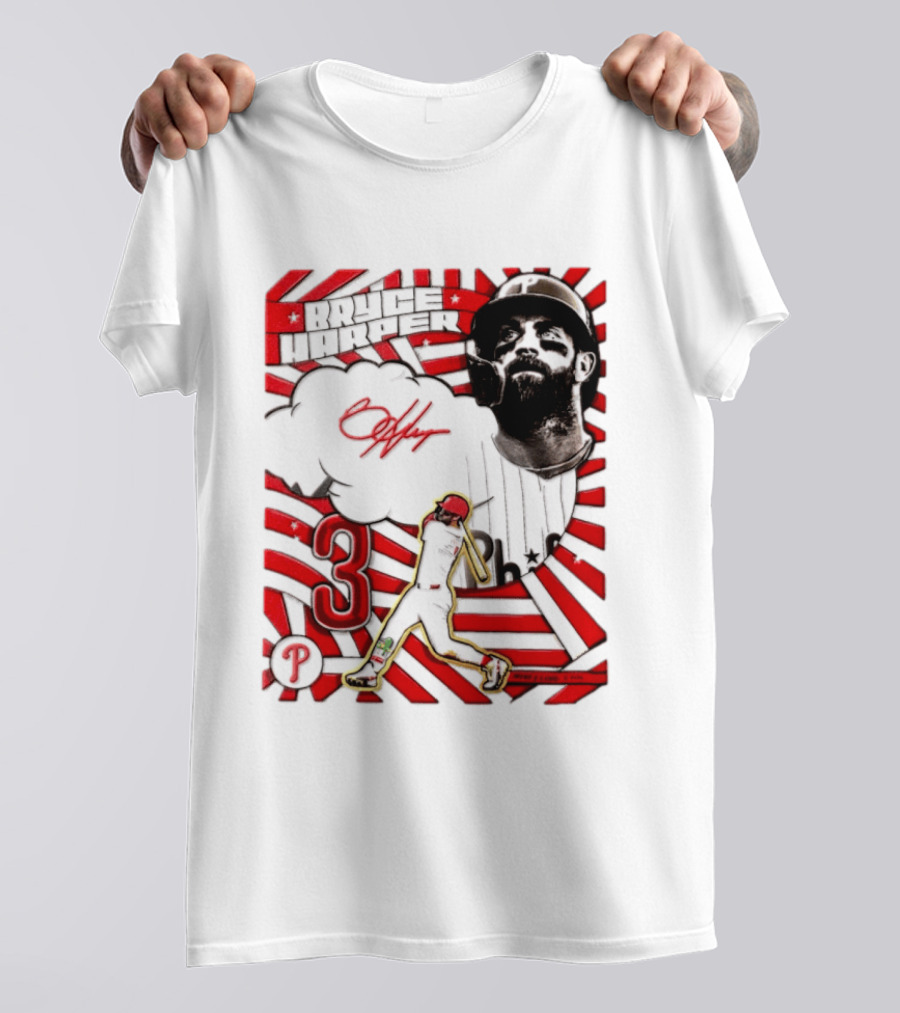 Bryce Harper Philadelphia Phillies 2026 MLB Signature Number 3 T-Shirt