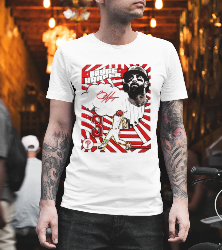 Bryce Harper Philadelphia Phillies 2026 MLB Signature Number 3 T-Shirt