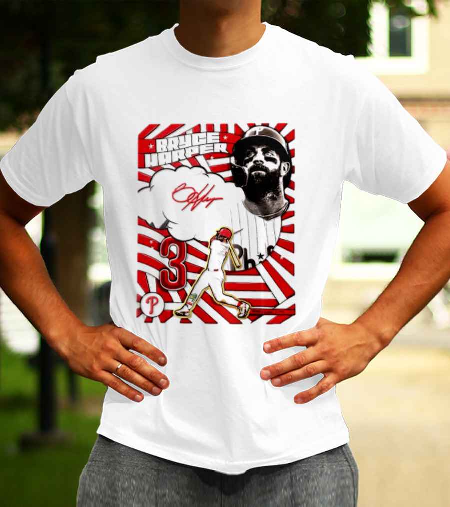 Bryce Harper Philadelphia Phillies 2026 MLB Signature Number 3 T-Shirt