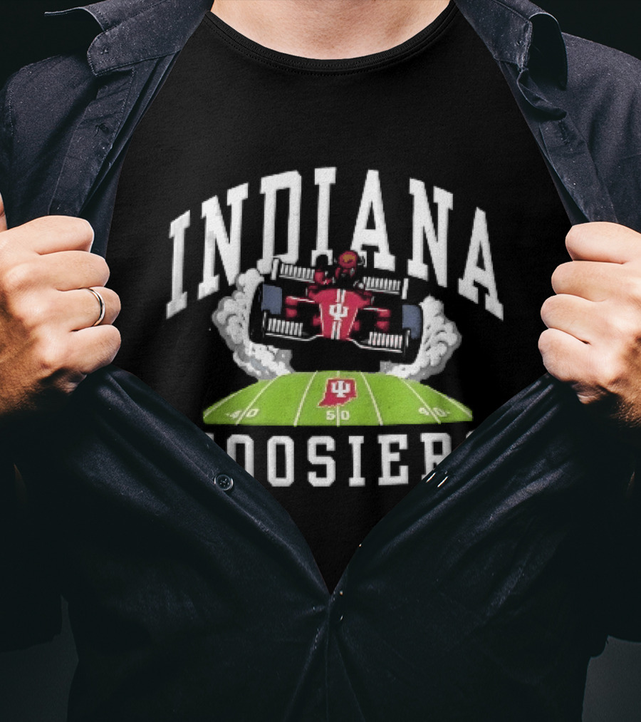 Indiana Hoosiers Race Car On Football Field NCAA Bison T-Shirt