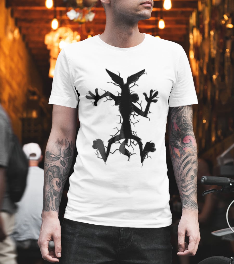 Cartoon Coyote Crash Fractured Stone Impact Hole T-Shirt