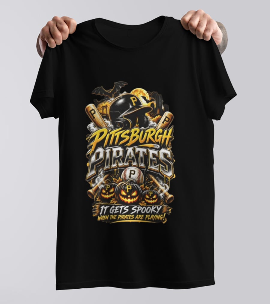 Pittsburgh Pirates It Gets Spooky When The Pirates Are Playing Halloween Baseball T-Shirt