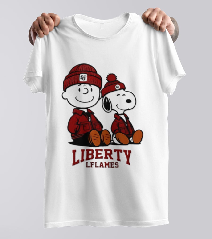 Charlie Brown Snoopy Liberty Flames NCAA Football 2026 Peanuts Collaboration T-Shirt