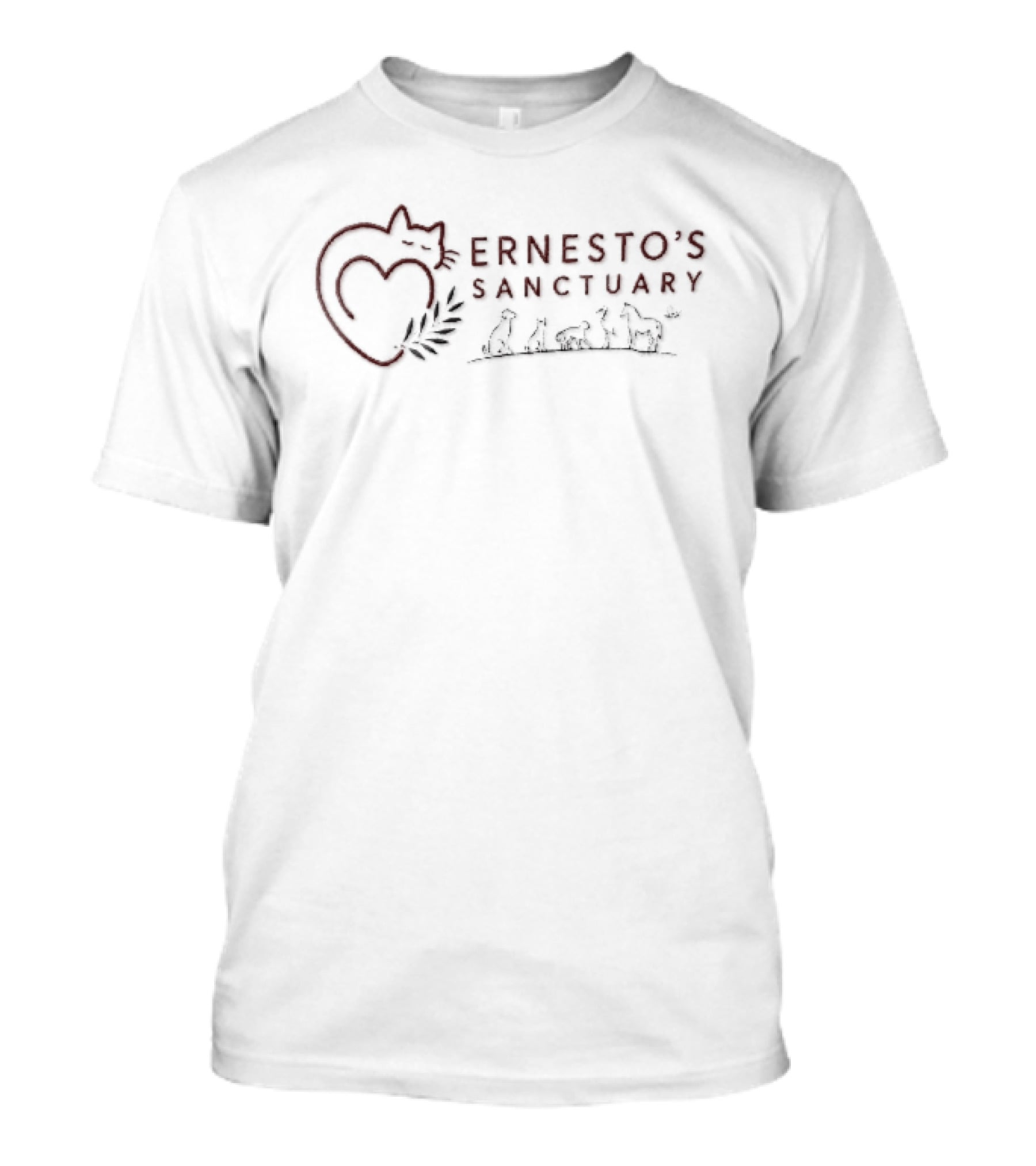 Ernesto's Sanctuary Cat Heart Olive Branch Animals Line T-Shirt
