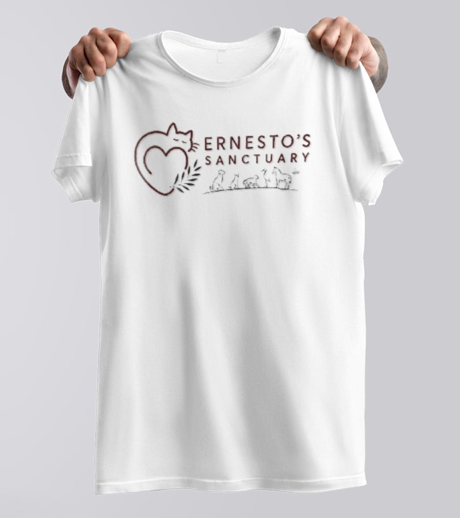 Ernesto's Sanctuary Cat Heart Olive Branch Animals Line T-Shirt