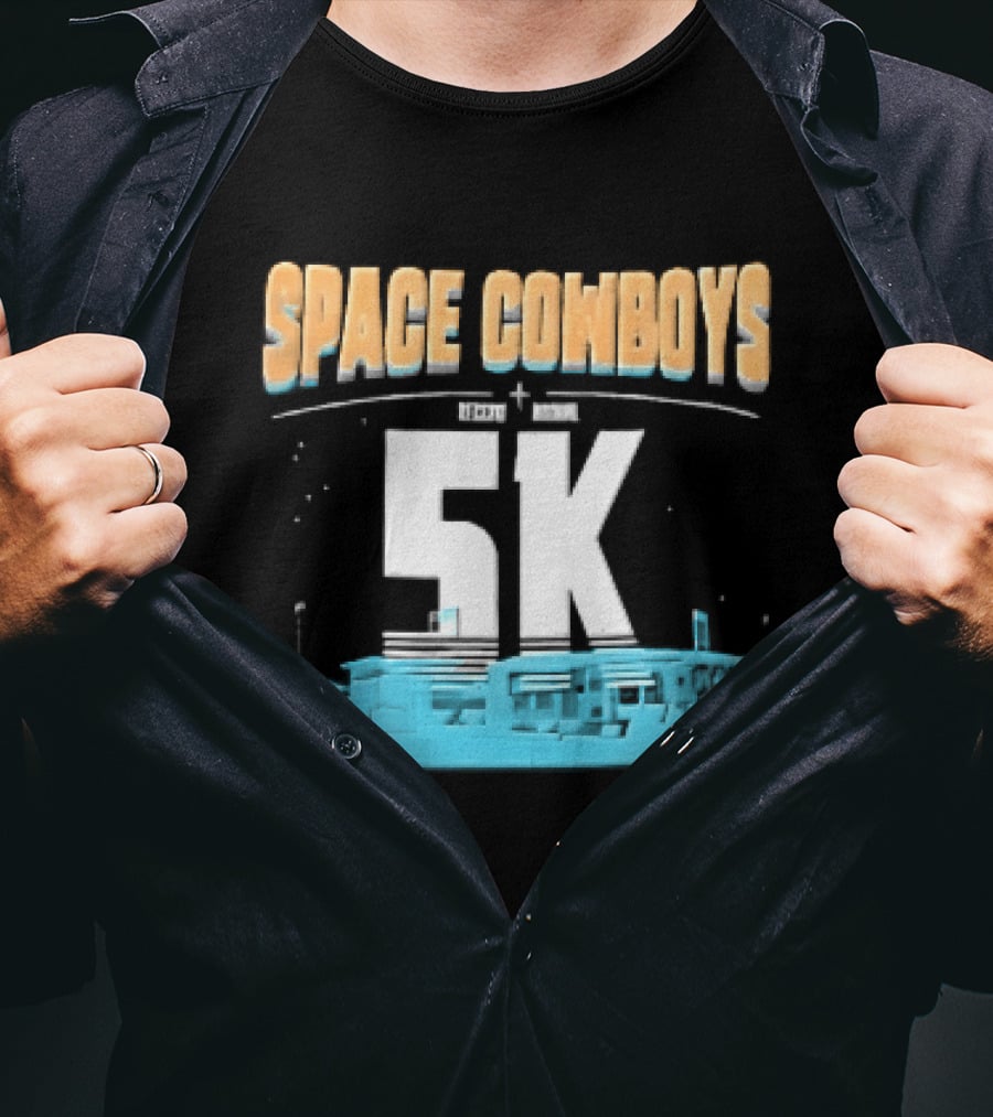 Space Cowboys 5k Cyan Ballpark Cityscape Night Stars T-Shirt