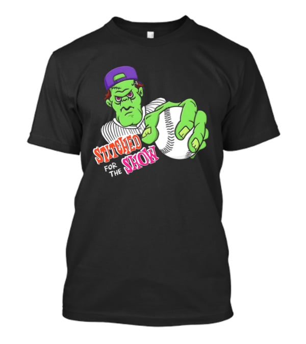 Stitched For The Show Baseball Monster Pitcher Cartoon T-Shirt