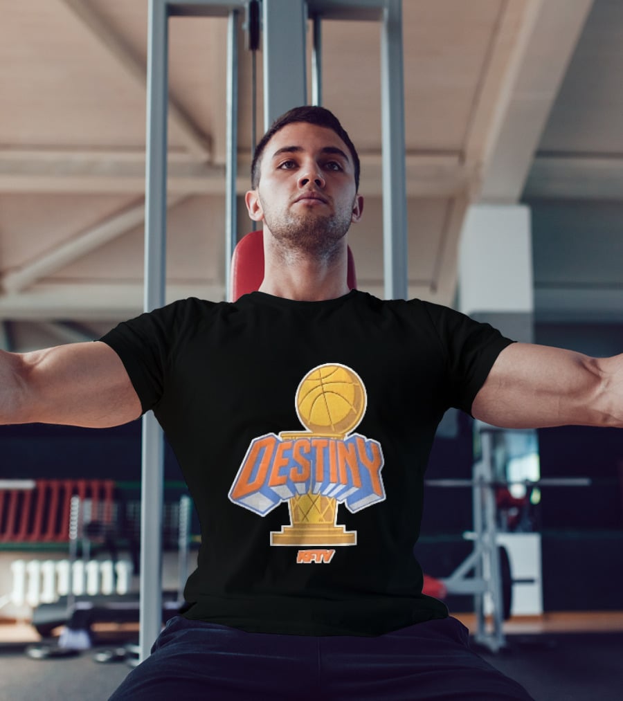Destiny Gold Basketball Hoop Trophy Cartoon KFTV Orange Lettering T-Shirt