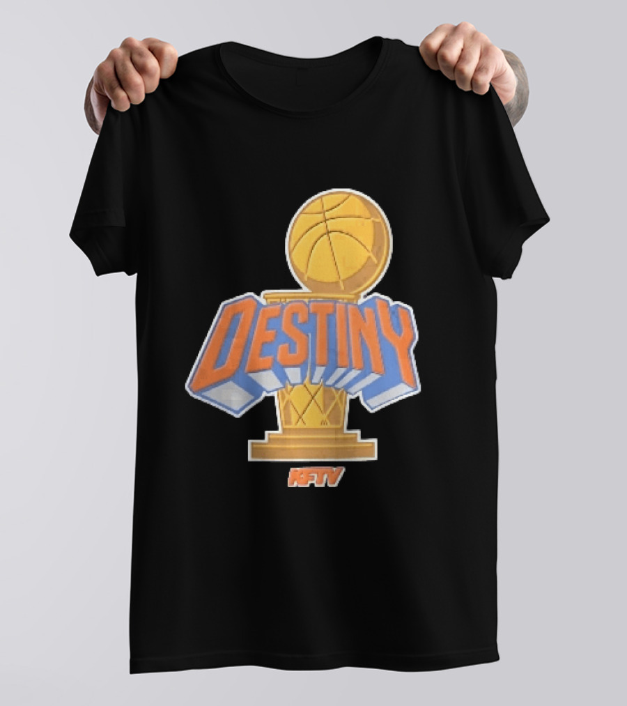 Destiny Gold Basketball Hoop Trophy Cartoon KFTV Orange Lettering T-Shirt