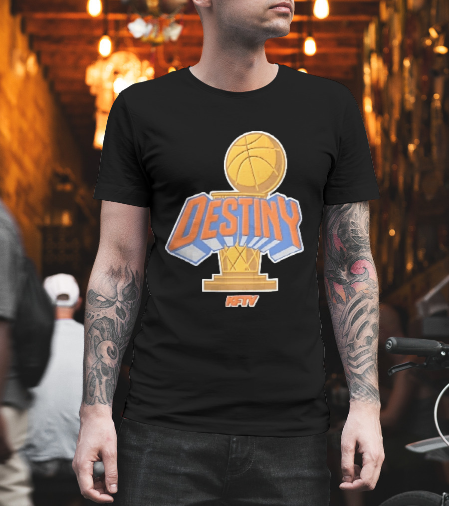 Destiny Gold Basketball Hoop Trophy Cartoon KFTV Orange Lettering T-Shirt