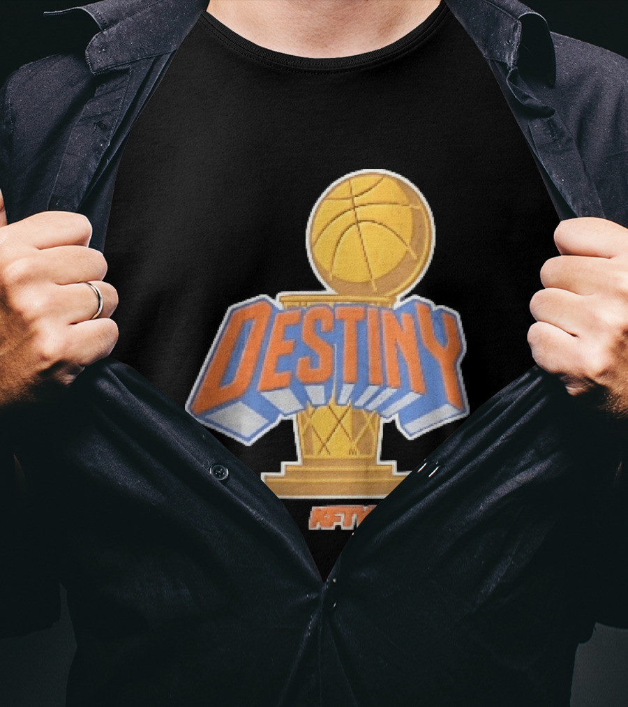Destiny Gold Basketball Hoop Trophy Cartoon KFTV Orange Lettering T-Shirt